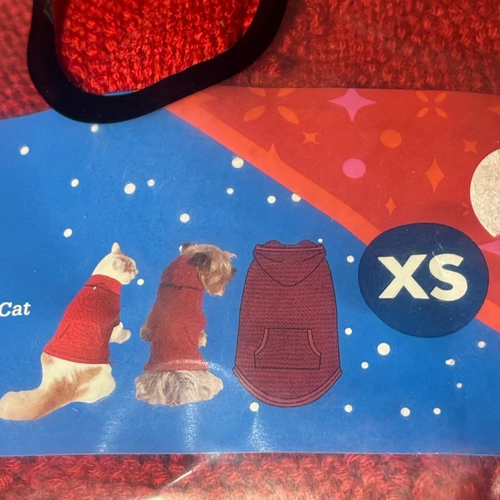 Red XS Pet Sweater hoodie xs small dog/cat red knit pet sweatshirt knit pullover